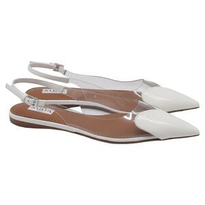 Alaïa Le Cœur Slingback Ballet Flats in White Patent Leather and PVC